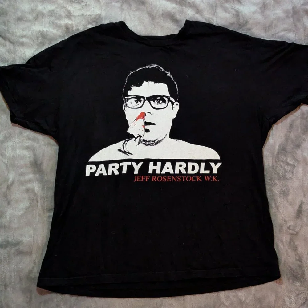 Jeff Rosenstock Andrew W.K. Parody Shirt "Party Hardly" Black XL T-Shirt - Picture 2 of 4